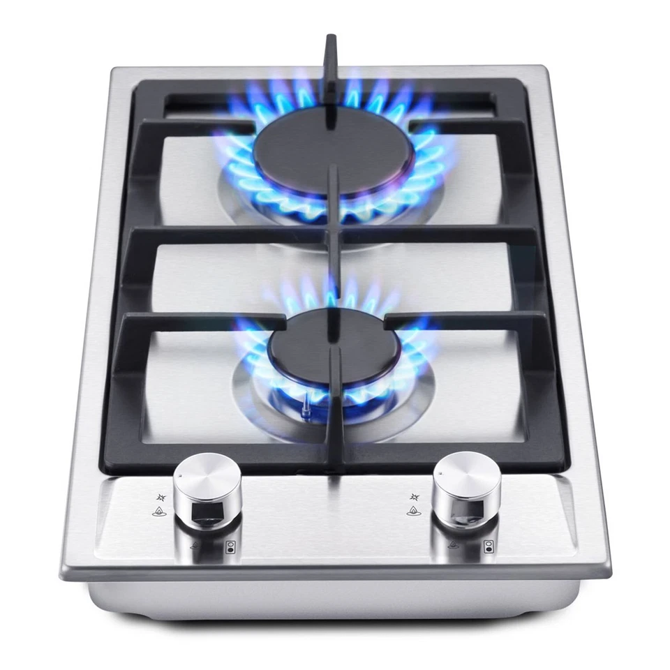 SNDOAS 30cm Gas Hob 2-Burners Built in Gas Cooktop Cast Iron Support NG/LPG - Image 1 of 4