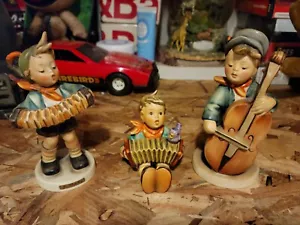 VINTAGE GOEBEL HUMMEL ACCORDION BOY COLLECTOR FIGURINE  W.GERMANY  Lot Of 3 - Picture 1 of 10