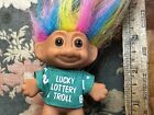 Vintage Trolls 3 inch Lucky Lottery Lotto Rainbow Hair Doll