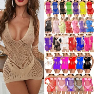 Sexy Netz-Dessous Für Damen Minikleid Aushöhlen Figurbetont Babydoll : - Picture 1 of 46