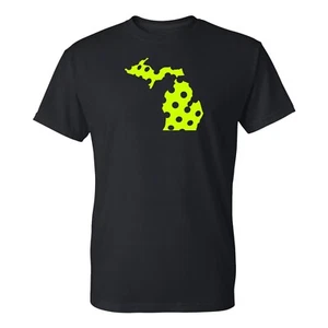 Camiseta básica de algodón Pickleball State Michigan - negra - Imagen 1 de 6