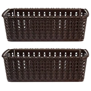 Plastic Designer Rectangular Shape Baskets For Multipurpose Pack Of 2 B045 - Picture 1 of 6