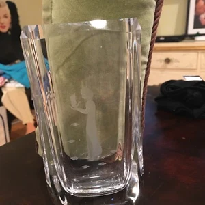 skruf crystal vase young girl bird goose EUC - Picture 1 of 8
