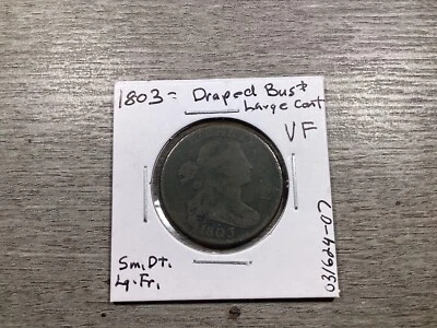 1803 Draped Bust Large Cent Very Fine w/Small Date & Large  Fraction 03162407rue - Image 1 of 4