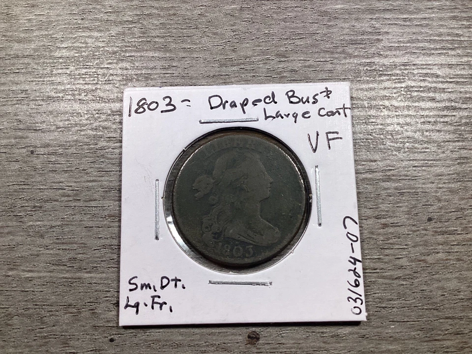 1803 Draped Bust Large Cent Very Fine w/Small Date & Large  Fraction 03162407rue - Image 1 of 4