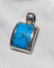 STERLING MEXICAN PENDANT W, INLAY TURQUOISE 1-1/4'