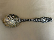 WHITING MFG CO 1902 "Lily" Sterling Silver 6" SCALLOPED BERRY/SERVING SPOON Mono