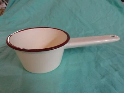 New Almond/Brick Red 2 Cup Enamel Pot - Image 1 of 3