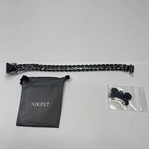 Nikpet Dog Chain Stainless Steel Metal Chew Proof Dog Necklace Small 10 in Black - Picture 1 of 5