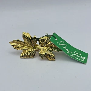 2 Piece Leaf Interlocking Belt Buckle Gold on Original Green Tag Dotty Smith - Picture 1 of 13