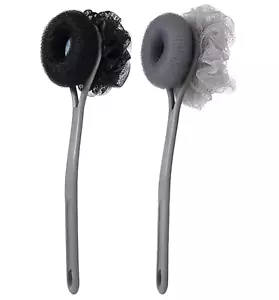 2 Packs Shower Body Brush with Bristles and Loofah, Back Scrubber Mesh Sponge wi - Picture 1 of 12