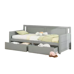 Tagesbett Daybed Schlafsofa Gästebett Sofabett Holzbett mit 2 Schubladen Grau - Bild 1 von 7