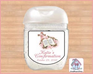 30 BAPTISM COMMUNION CONFIRMATION SANITIZER LABELS FOR FAVORS PERSONALIZED - Picture 1 of 2