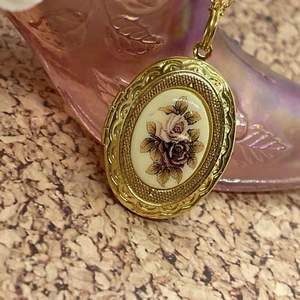 Collar Colgante Medallón Camafeo Rosa Estilo Vintage Mujer Romana Tono Dorado San Valentín - Imagen 1 de 17