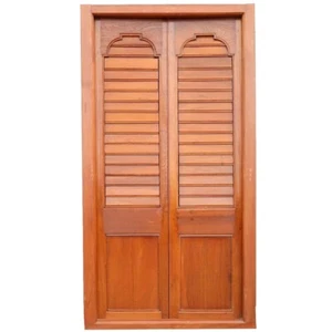 Large Antique Anglo Indian Teak Louvered Double Door & Frame 19th century - Picture 1 of 16