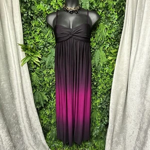 Vestido BISOU BISOU Mujer 14 Púrpura Sin Mangas Color Bloque Plisado Maxi 1694 - Imagen 1 de 11