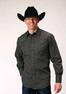 New! Men's Roper Charcoal grey WESTERN SHIRT w/ Snaps Back embroidery 6 COLORS! - Picture 1 of 8