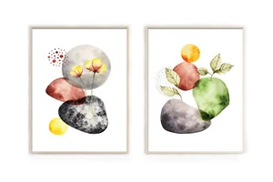 Floral Abstrakte Wandbilder, Abstrakte Wanddeko, Wohnzimmer Wandbilder - Bild 1 von 8