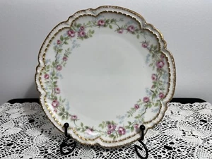 Antique Charles Field Haviland Limoges Plate Pink Rose Floral Pattern Gold Trim - Picture 1 of 6