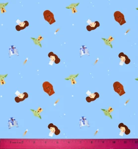 Star Wars Kawaii Fabric - HALF YARD - 100% Cotton - Quilting R2D2 Yoda Chewbacca - Imagen 1 de 1
