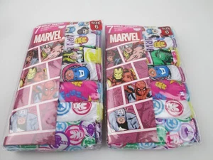 Lot of 2 packages MARVEL Girls Underwear 7 Pack Panties each - Size 6 NEW - Picture 1 of 5