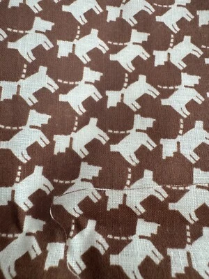 Tela marrón Scottie Terriers de algodón vintage años 60 para perros Foto 1 de 3