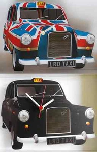 LONDON HACKNEY CAB / TAXI WALL CLOCK.NEW & BOXED.BLACK OR UNION JACK DESIGN - Picture 1 of 3