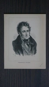 CHATEAUBRIAND FRANCOIS-RENE DE (1768-1848) -ECRIVAIN - GRAVURE ORIGINALE XIXEME - Picture 1 of 1