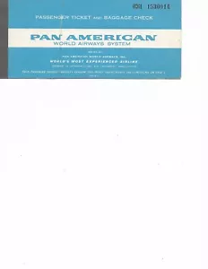 Airline Ticket - Pan American - 1 Flight Format - 1960 - Pan Am (T503) - Foto 1 di 1