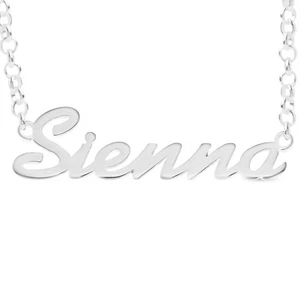 925 Sterling Silber SIENNA Namenskette Damen Mädchen Anhänger Geschenk für Sie - Bild 1 von 10