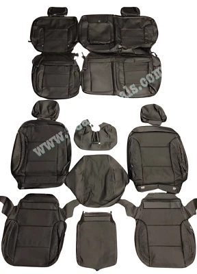 BLACK LEATHER SEAT COVERS UPGRADE FOR CHEVY SILVERADO LT GMC SIERRA SLE CREW CAB - Image 1 of 4