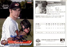 Daniel Haigwood Signed 2005 Choice Carolina League Top Prospects #14 Auto