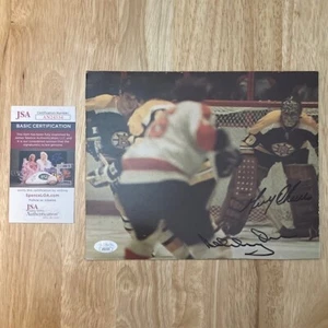 BOBBY ORR + GERRY CHEEVERS Bruins AUTOGRAPHED/SIGNED 8 x 10 Cardboard Photo JSA - Picture 1 of 7