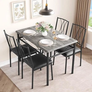 5 Piece Dining Table Set Dinette Set Kitchen Table Set with 4 Upholstered Chairs - Picture 1 of 18