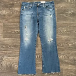 AG Adriano Goldschmied Size 31 Jodi Crop High Rise Jeans Flare Crop Distressed - Picture 1 of 11