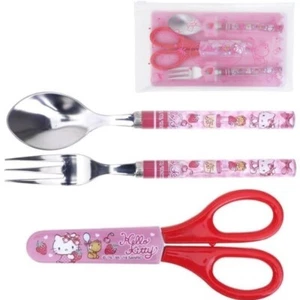 Hello Kitty Kid Flatware Cutlery Set Stainless Steel Fork Spoon Scissors Utensil - Picture 1 of 5