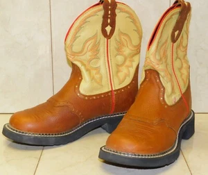 Justin Gypsy Damenstiefel rund geschnitten kurz halbhoch Größe 6 1/2 B gelb COWGIRL - Bild 1 von 22