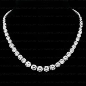 Collar para hombre 28 TCW corte redondo VVS1 moissanita tenis 18" enchapado en oro blanco 14K - Imagen 1 de 5