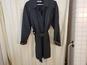 WOMENS SM BLACK TOTES MID LENGTH JACKET COAT &LEOPARD SKIN TRIM FREE SHIPPING! - Picture 1 of 4