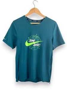 Nike Men’s T-Shirt Dri-FIT Running Stay Lost Green Swoosh Logo Sz S Performance - Picture 1 of 8