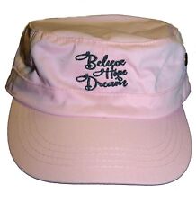 Teen Military Style Hat with Slogan Embroidery | Pink |  Believe, Hope, Dream
