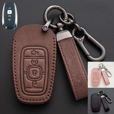 For Lincoln MKZ MKC Navigator Continental Genuine Leather Car Key Fob Case Cover - Image 1 of 4