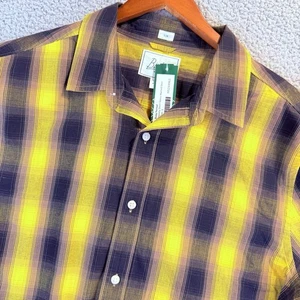 Bixby Nomad Shirt Men's Large Short Sleeve Odyssey WindowYellow Plaid Slim Fit - Picture 1 of 14