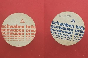 Schwaben Bräu rote Schrift Brauerei Bierdeckel Bier - Picture 1 of 1