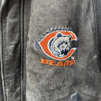 Pro Line Starter NFL Chicago Bears Black Navy Orange VTG leather jacket Size L - Image 1 of 4