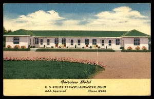 Postcard Fairview Motel Exterior View, Lancaster, OH - Picture 1 of 2