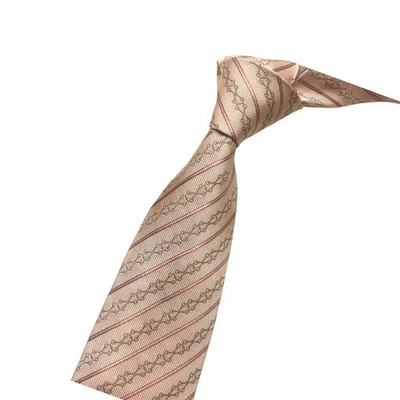 Corbata Gucci Rayas Beige Rosa Excelente Usada Sin Caja Foto 1 de 4