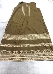 Vestido midi Jill Pure Jill XLT crudo Umber dorado claro bordado - Imagen 1 de 9