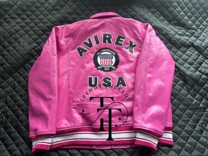 Handmade Men's Avirex Pink Cowhide Leather , American Flight Leather Icon Jacket - Picture 1 of 3