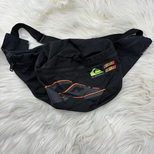 Vintage Quicksilver XL Fanny Pach Black Neon Surf Preppy - Picture 1 of 9